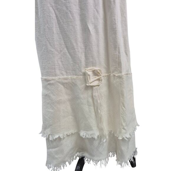 Rare VTG Christine Damen Cream Cotton Linen Maxi Skirt Set Fray/Fringe  Sz M/L - Picture 5 of 8